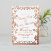 Moderne Mexicaanse papel Picado Gold Weddenschap g Folie Uitnodiging (Staand Voorkant)