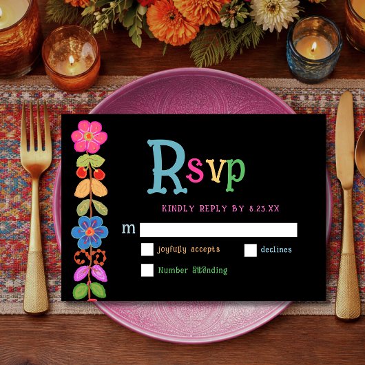 Moderne Mexicaanse RSVP bruiloft reactie kaart
