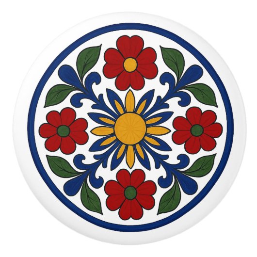 Moderne Mexicaanse Talavera Folk Art Keramische Kn Keramische Knop (Voorkant)