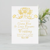 Moderne Mexicaanse Volkse Bloemmotieven Trouwkaart Folie Uitnodiging (Staand Voorkant)