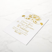 Moderne Mexicaanse Volkse Bloemmotieven Trouwkaart Folie Uitnodiging (Gedraaid)