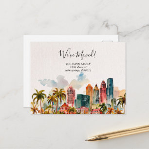 Moderne Miami Nieuw Adres Verhuisbericht Briefkaart