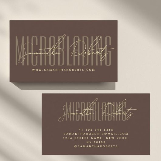 Moderne microblading typografie script bruin visitekaartje