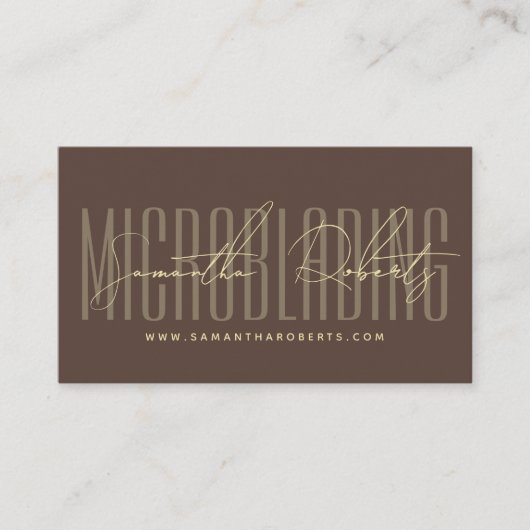Moderne microblading typografie script bruin visitekaartje (Voorkant)