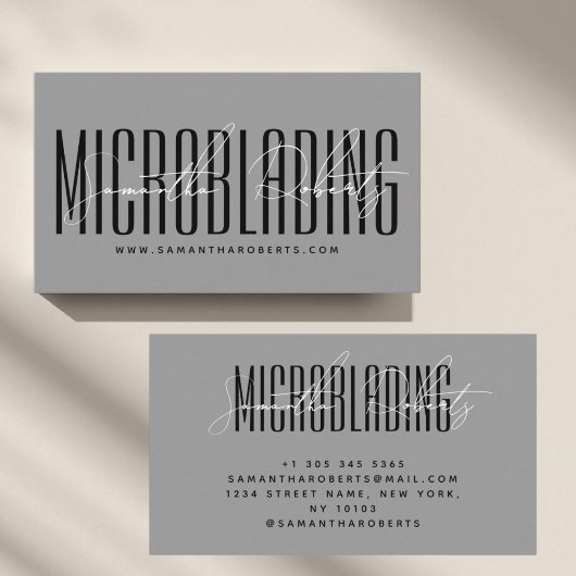 Moderne microblading typografie script grijs visitekaartje