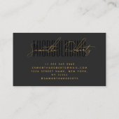 Moderne microblading typografie script grijs zwart visitekaartje (Achterkant)