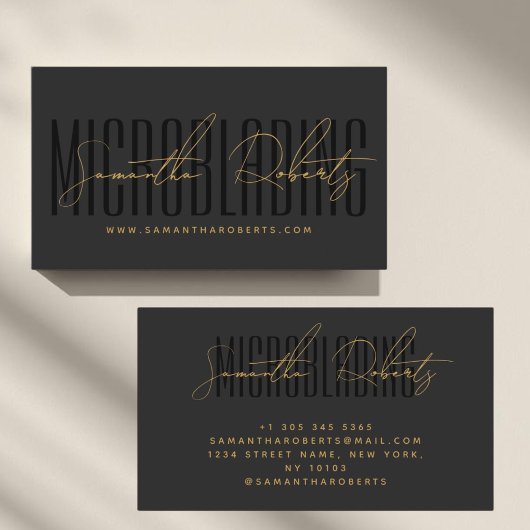 Moderne microblading typografie script grijs zwart visitekaartje