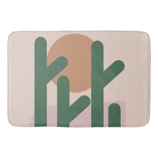 Moderne mid-century-cactus kunst aardse patroon badmat (Voorkant)