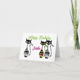 Moderne Mid Century Cats bewerkbare tekst Kaart