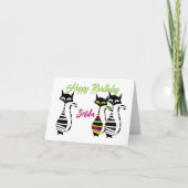 Moderne Mid Century Cats bewerkbare tekst Kaart (Voorkant)