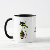 Moderne Mid Century Cats bewerkbare tekst Mok (Links)