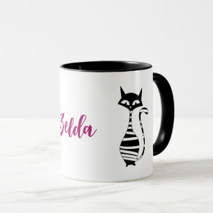 Moderne Mid Century Cats bewerkbare tekst Mok