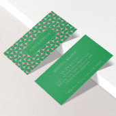 Moderne Mid Century Groene & Roze Abstracte Vorm Visitekaartje