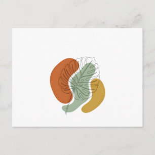 Moderne mid-century Monstera blad lijnkunst Briefkaart