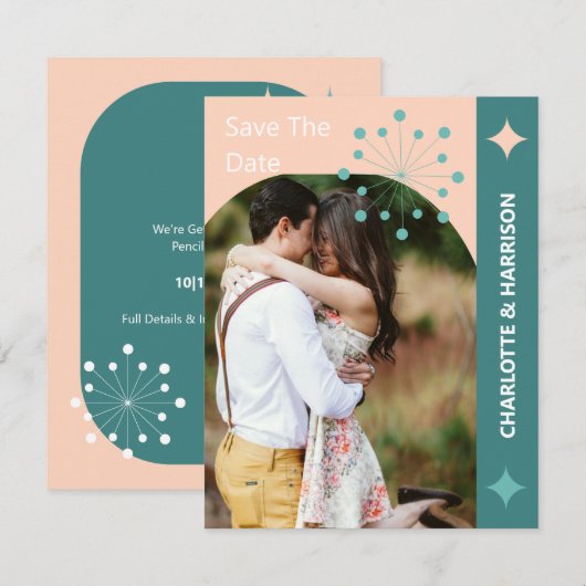 Moderne mid-century Retro foto slaat de datum op (Voorkant / Achterkant)