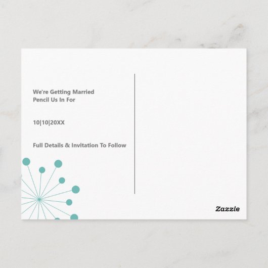 Moderne mid-century Retro foto slaat de datum op Briefkaart (Achterkant)