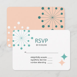 Moderne mid-century Retro foto slaat de datum op RSVP Kaartje