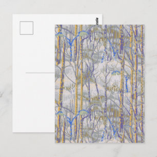 Moderne Mid-Century Stijl Berkenbos Patroon Briefkaart