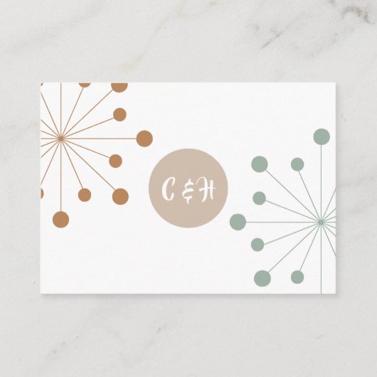 Moderne Mid Eeuw Atomische Starburst Bruiloft Encl Informatiekaartje (Achterkant)