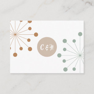 Moderne Mid Eeuw Atomische Starburst Bruiloft Encl Informatiekaartje