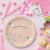 Moderne Mid Eeuw Atomische Starburst Bruiloft Rond Papieren Bordje (Feest)