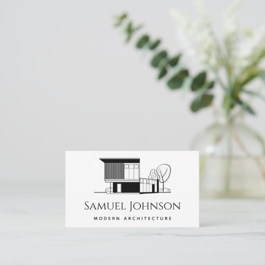 Moderne Midcentury Residential Building Architect Visitekaartje (Staand voorkant)