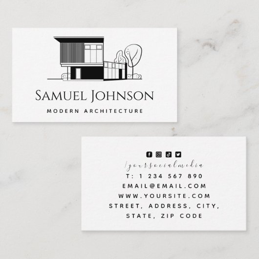 Moderne Midcentury Residential Building Architect Visitekaartje (Voorkant / Achterkant)