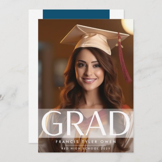 Moderne middelbare school in Stripe AFSTUDEERDER | Aankondiging (Voorkant / Achterkant)