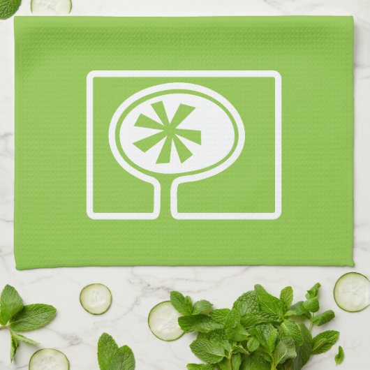 Moderne middeleeuwse boom op groen theedoek (Gevouwen)