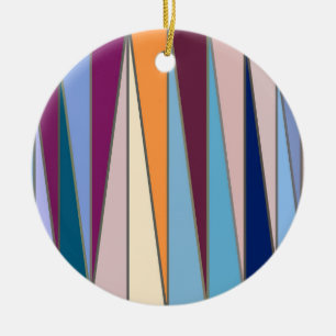 Moderne middeleeuwse driehoeken, blauw, Paars en g Keramisch Ornament