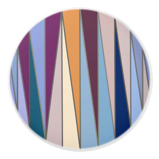 Moderne middeleeuwse driehoeken, blauw, Paars en g Keramische Knop (Voorkant)