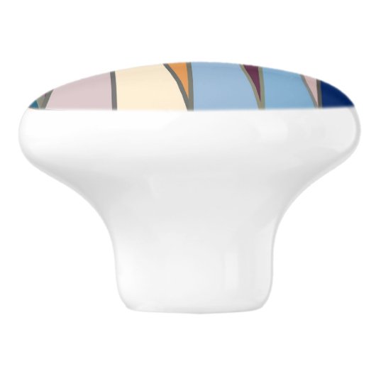 Moderne middeleeuwse driehoeken, blauw, Paars en g Keramische Knop (Zijkant)