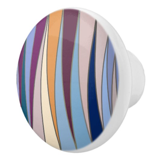 Moderne middeleeuwse driehoeken, blauw, Paars en g Keramische Knop (Rechts)