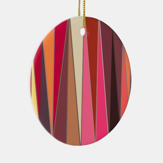 Moderne middeleeuwse driehoeken, Fuchsia en Brown Keramisch Ornament (Rechts)
