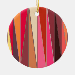 Moderne middeleeuwse driehoeken, Fuchsia en Brown Keramisch Ornament
