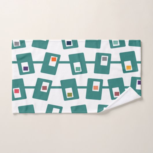 Moderne middeleeuwse rechthoeken en vierkantjes bad handdoek (Handdoek)