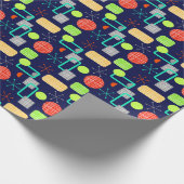 Moderne middelgrote kleurrijke geometrische atooms cadeaupapier (Hoek)