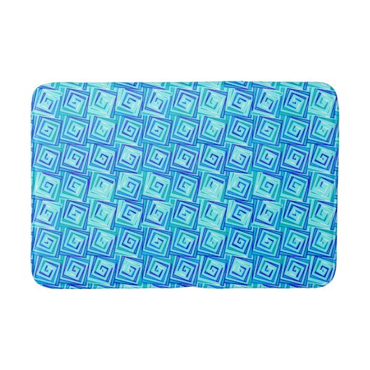 Moderne, middelgrote spiraaltjes - aqua multi badmat (Voorkant)