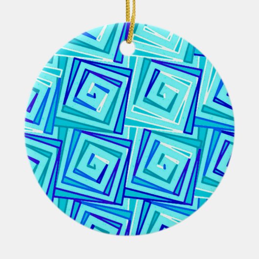 Moderne, middelgrote spiraaltjes - aqua multi keramisch ornament (Voorkant)