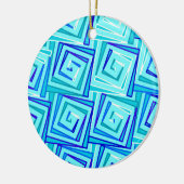 Moderne, middelgrote spiraaltjes - aqua multi keramisch ornament (Links)