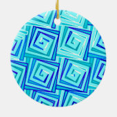Moderne, middelgrote spiraaltjes - aqua multi keramisch ornament (Achterkant)