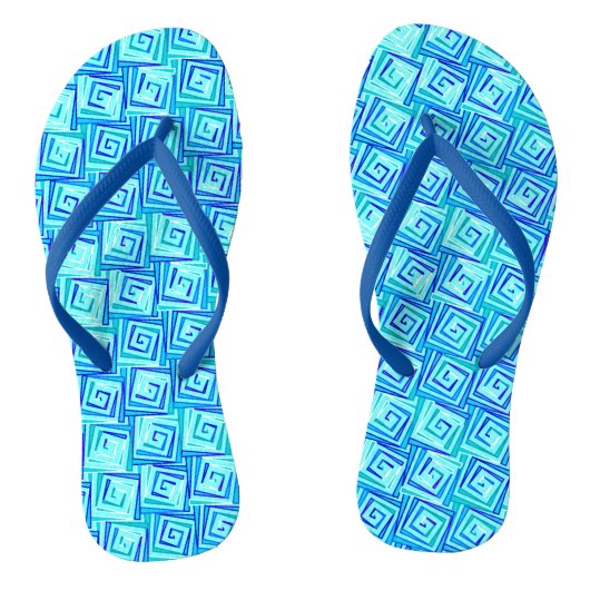 Moderne, middelgrote spiraaltjes - aqua multi teenslippers (Voetbed)