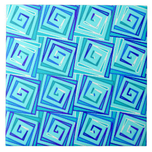 Moderne, middelgrote spiraaltjes - aqua multi tegeltje