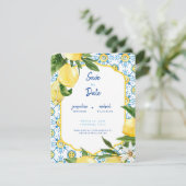 Moderne Middellandse Zee Blauw en Lemons sparen de Kaart (Staand voorkant)