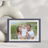 Moderne Midden-Eeuw Blauwe Geometrische Hanukkah F Feestdagenkaart