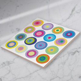 Moderne Midden Eeuw Kleurrijke Cirkels Patroon Tegeltje