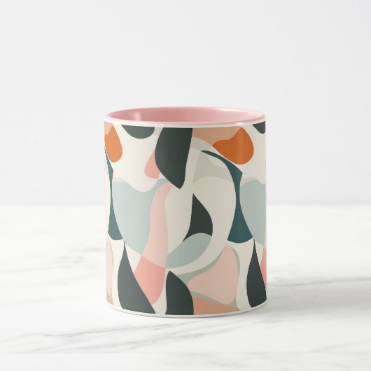 Moderne Midden-Eeuwse Abstracte Mok - Roze ,Peach (Midden)
