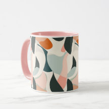 Moderne Midden-Eeuwse Abstracte Mok - Roze ,Peach