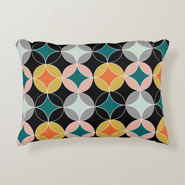 Moderne middencirkels geometrisch patroon decoratief kussen (Voorkant)