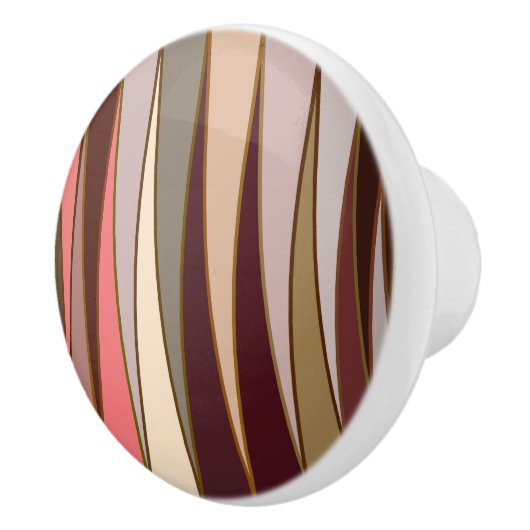 Moderne middendriehoeken, bruin, beige en koraal keramische knop (Rechts)